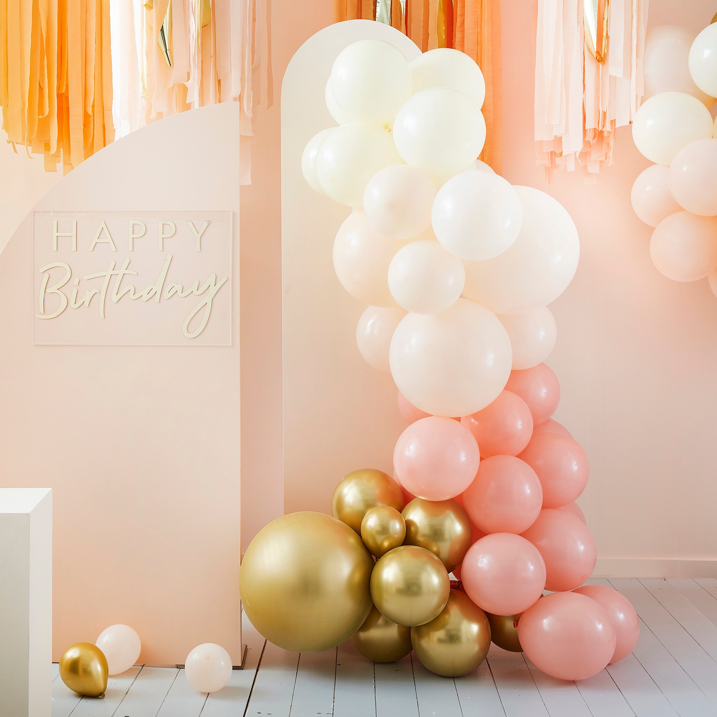 Ginger Ray - Blush and Peach Balloon and Fan Garland