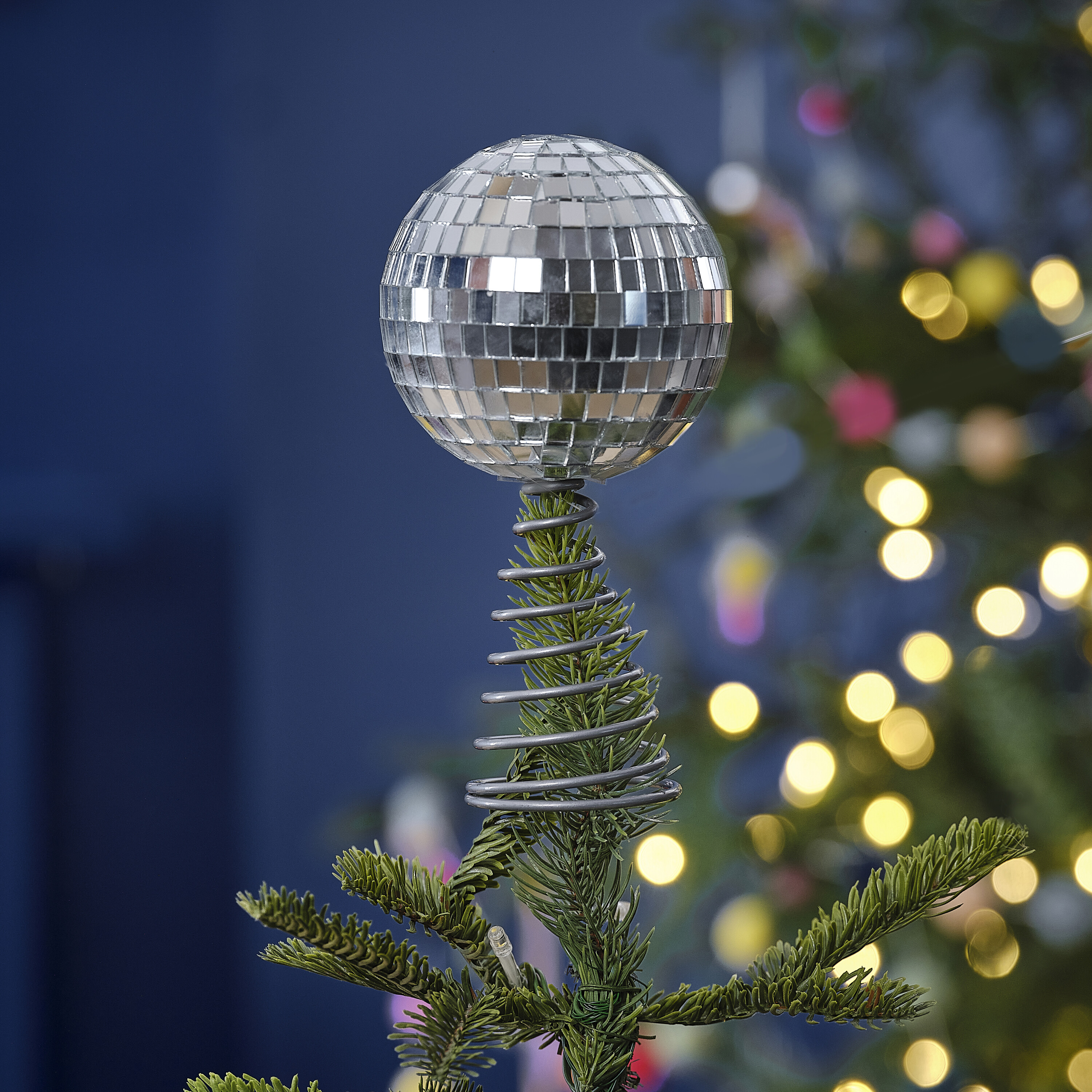 Silver Disco Ball Christmas Tree Topper