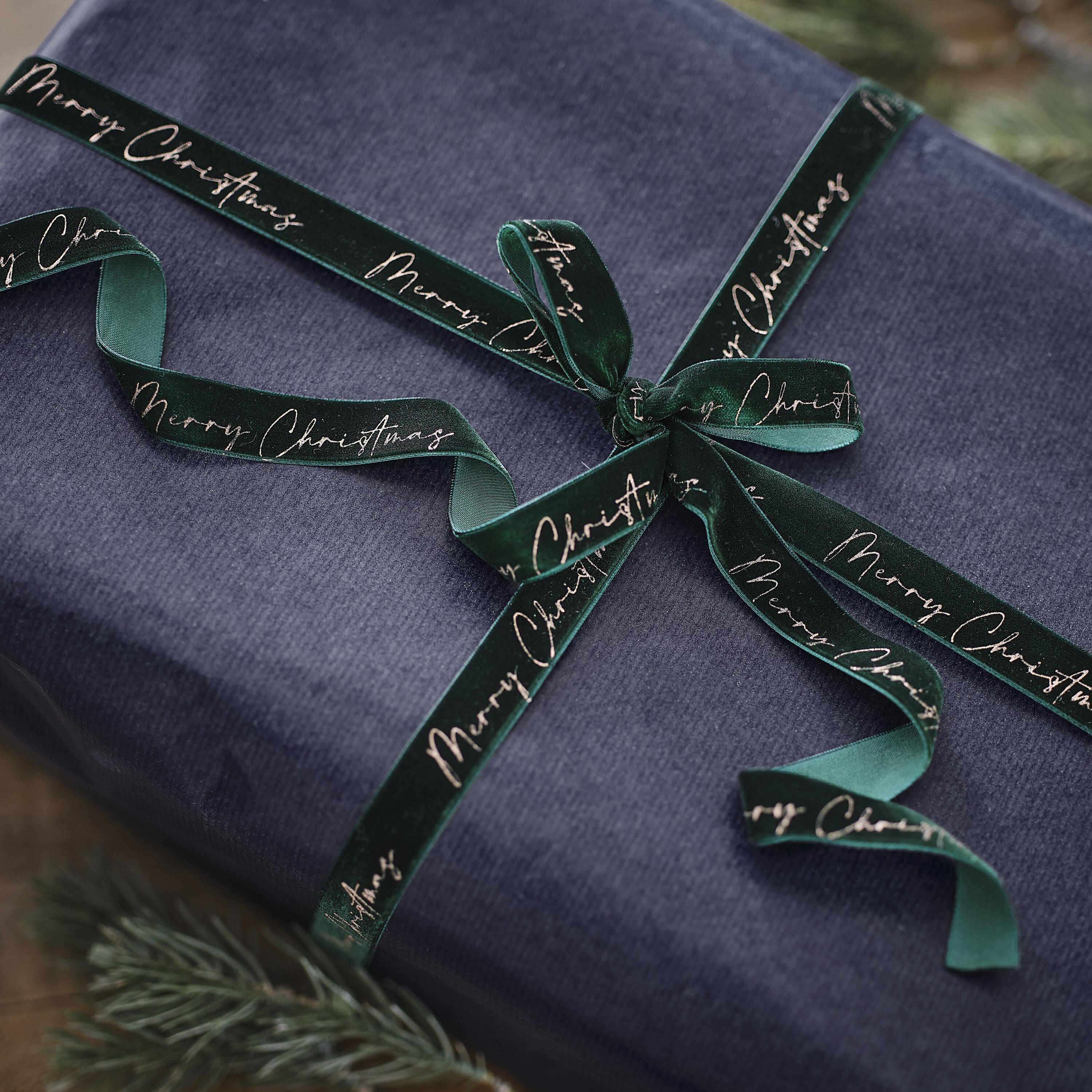 Green Velvet Merry Christmas Present Ribbon | Ginger Ray