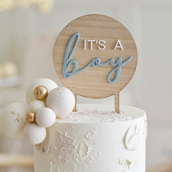 Ginger Ray - Wooden Hey Baby Cake Topper