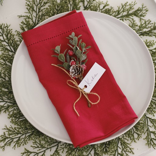 Red Berry Sprig Place Card Holders