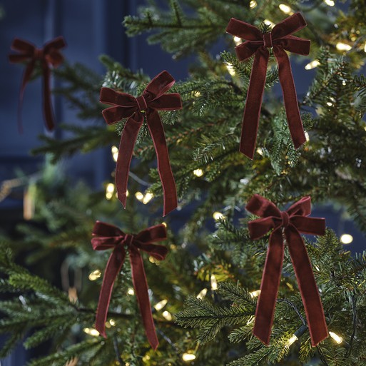 Red Velvet Bow Christmas Tree Decorations | Ginger Ray
